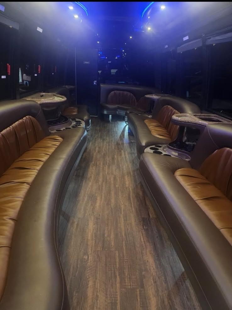 Vegas Limo Bus interior — full length view